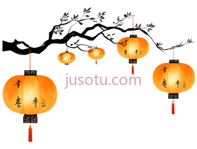 灯笼,中式,橙色, PNG