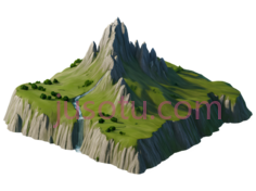 山峰,卡通,绿色,灰色PNG