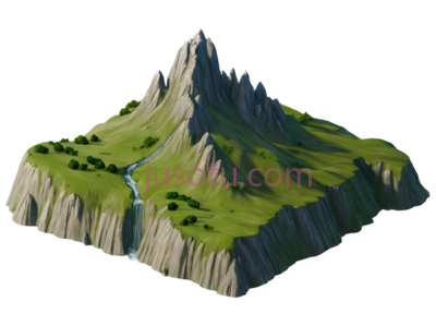 山峰,卡通,绿色,灰色, PNG