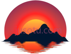 日落,插画,红色,橙色,黑色PNG