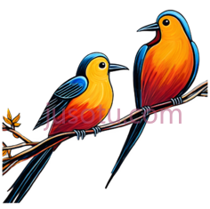 鸟,卡通,黄色,蓝色,红色PNG