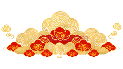 祥云,中国风,金色,红色, PNG