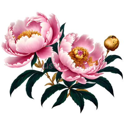 牡丹,插画,粉色, PNG
