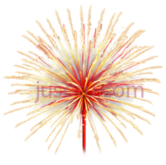 烟花,绽放,黄色, 红色, PNG
