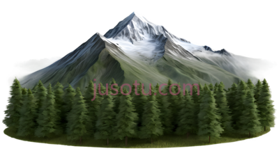 雪山,自然风景画,白色,绿色, PNG