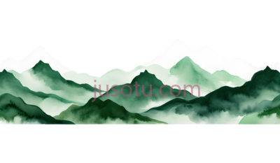 山脉,水彩画,白色,绿色, PNG