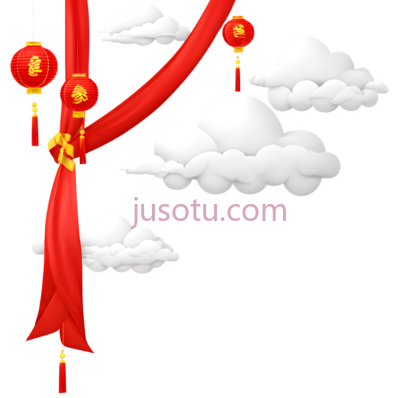 云彩,红灯笼,卡通,白色,红色, PNG