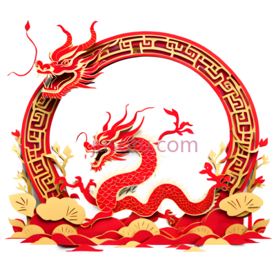 龙,中国,红色, PNG