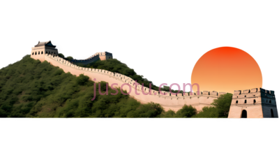 日落,长城, PNG