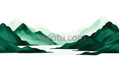 山脉,水墨画,绿色,白色, PNG