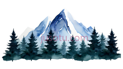 雪山,插画,白色,蓝色,绿色, PNG