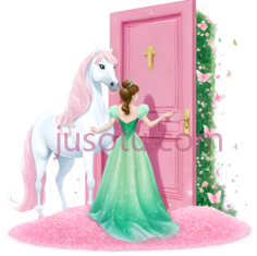 公主,卡通,绿色PNG