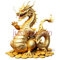 龙,雕塑,金色PNG