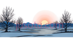 日落场景,插画,蓝色,黑色PNG