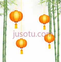 南瓜灯笼,竹林PNG