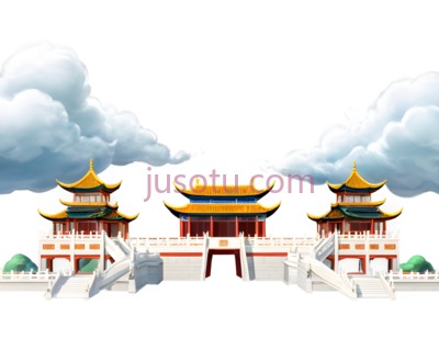 宫殿,中式建筑,白色,黄色,红色, PNG
