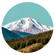 雪山,自然风光,白色,绿色,蓝色PNG