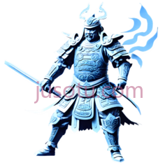武士,古代盔甲,蓝色PNG