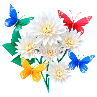 白菊,折纸,褶皱, PNG