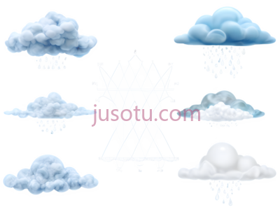 云,雨,卡通,白色, PNG