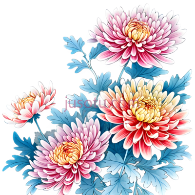 菊花,花瓣,叶纹, PNG