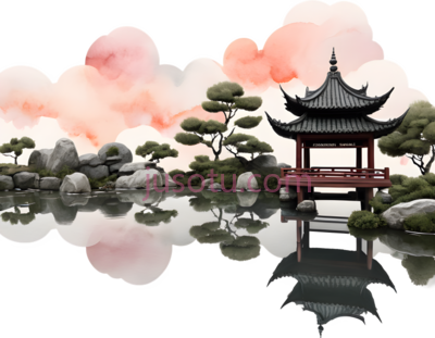 园林,云彩, PNG