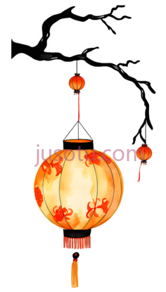 灯笼,中式,橙色PNG