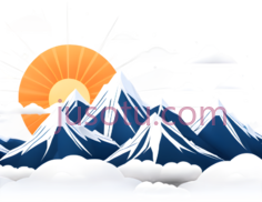 山脉,插画,白色,蓝色,橙色PNG