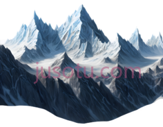 雪山,插画,蓝色,白色PNG