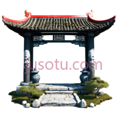 凉亭,中式建筑,灰色, 白色, 绿色PNG
