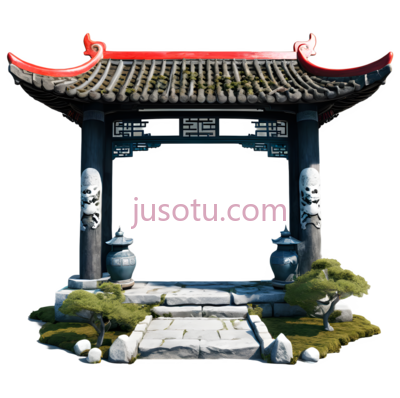 凉亭,中式建筑,灰色, 白色, 绿色, PNG