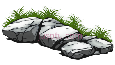 石头,草,卡通,灰色, 绿色, PNG