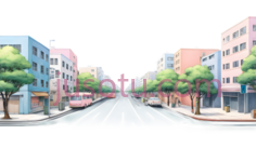 城市街道,插画,多彩PNG