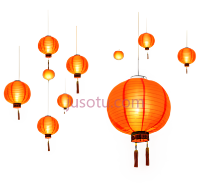 灯笼,中式,橙色, PNG