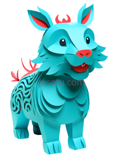 羊,剪纸,蓝色, PNG