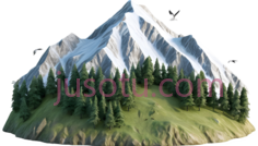 雪山,插画,白色,绿色PNG