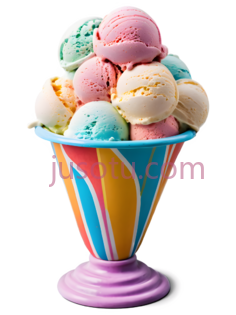 冰淇淋,彩色条纹,蓝色,黄色,粉色PNG