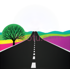 树, 山脉, 道路,抽象,绿色, 紫色, 白色PNG