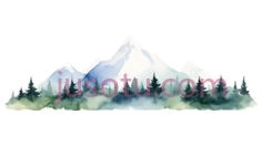 雪山,水彩画,白色,绿色PNG