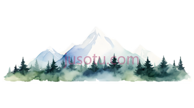 雪山,水彩画,白色,绿色, PNG