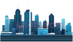 城市天际线,现代,蓝色调PNG