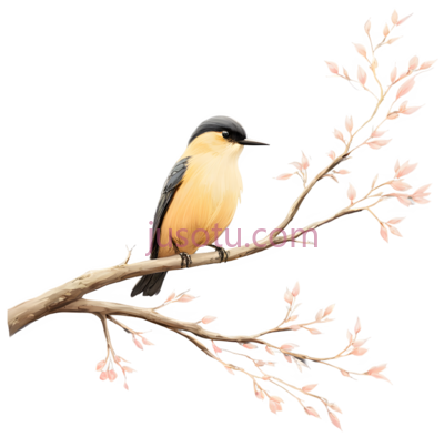 鸟,插画,黄色,黑色, PNG