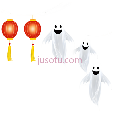 灯笼,幽灵,卡通,红色,白色, PNG