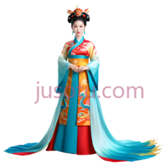 古装女子,中式服饰,红色,黄色,蓝色PNG