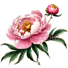 牡丹,插画,粉色PNG