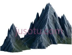 山峰,3D渲染,蓝色,绿色PNG