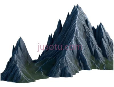 山峰,3D渲染,蓝色,绿色, PNG