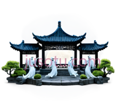 亭子,古典中式建筑,蓝色PNG
