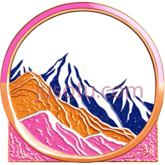 山峰,插画,白色,蓝色,橙色,粉色PNG