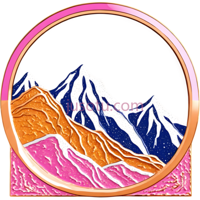 山峰,插画,白色,蓝色,橙色,粉色, PNG